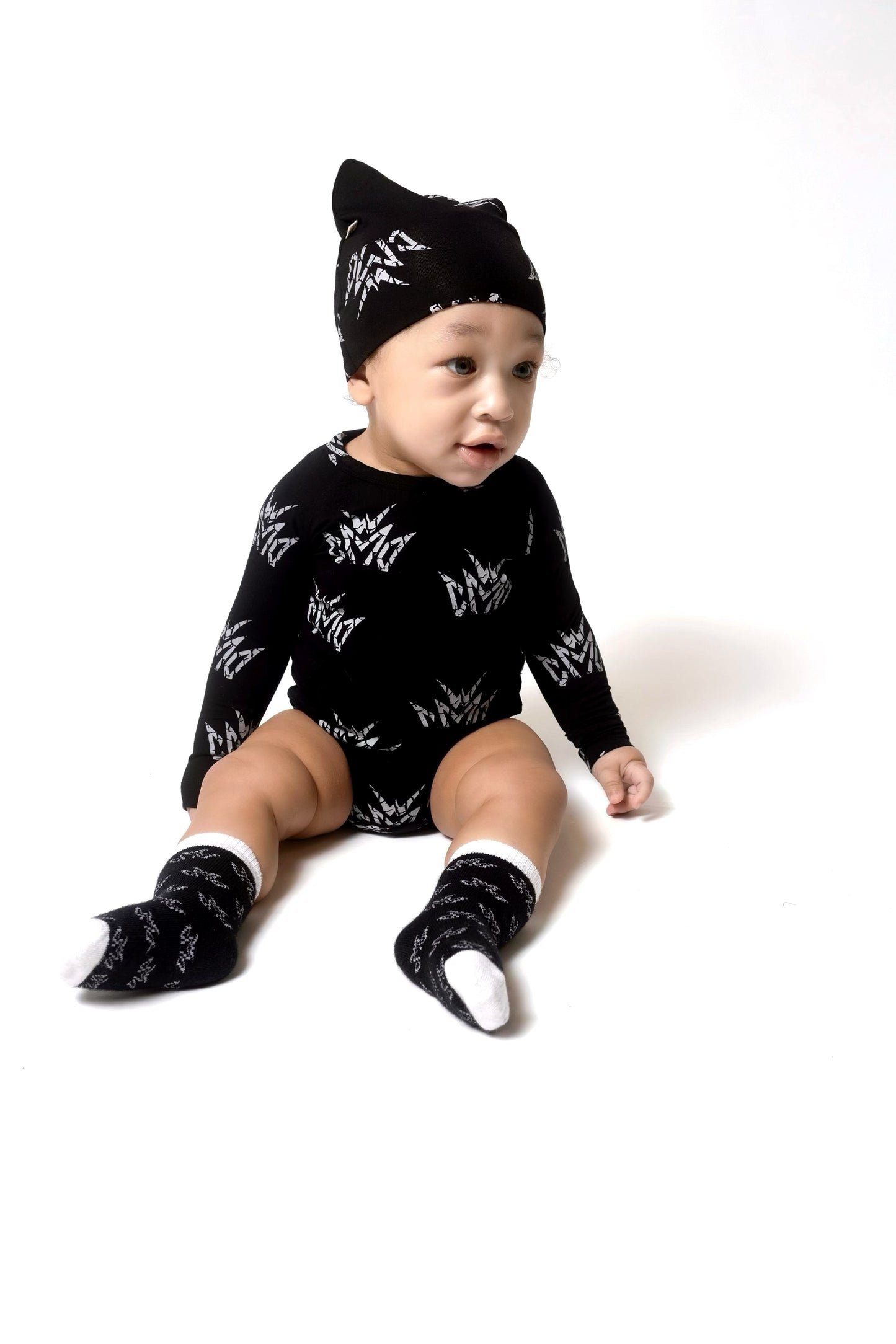 Crown Onesie Set- Black