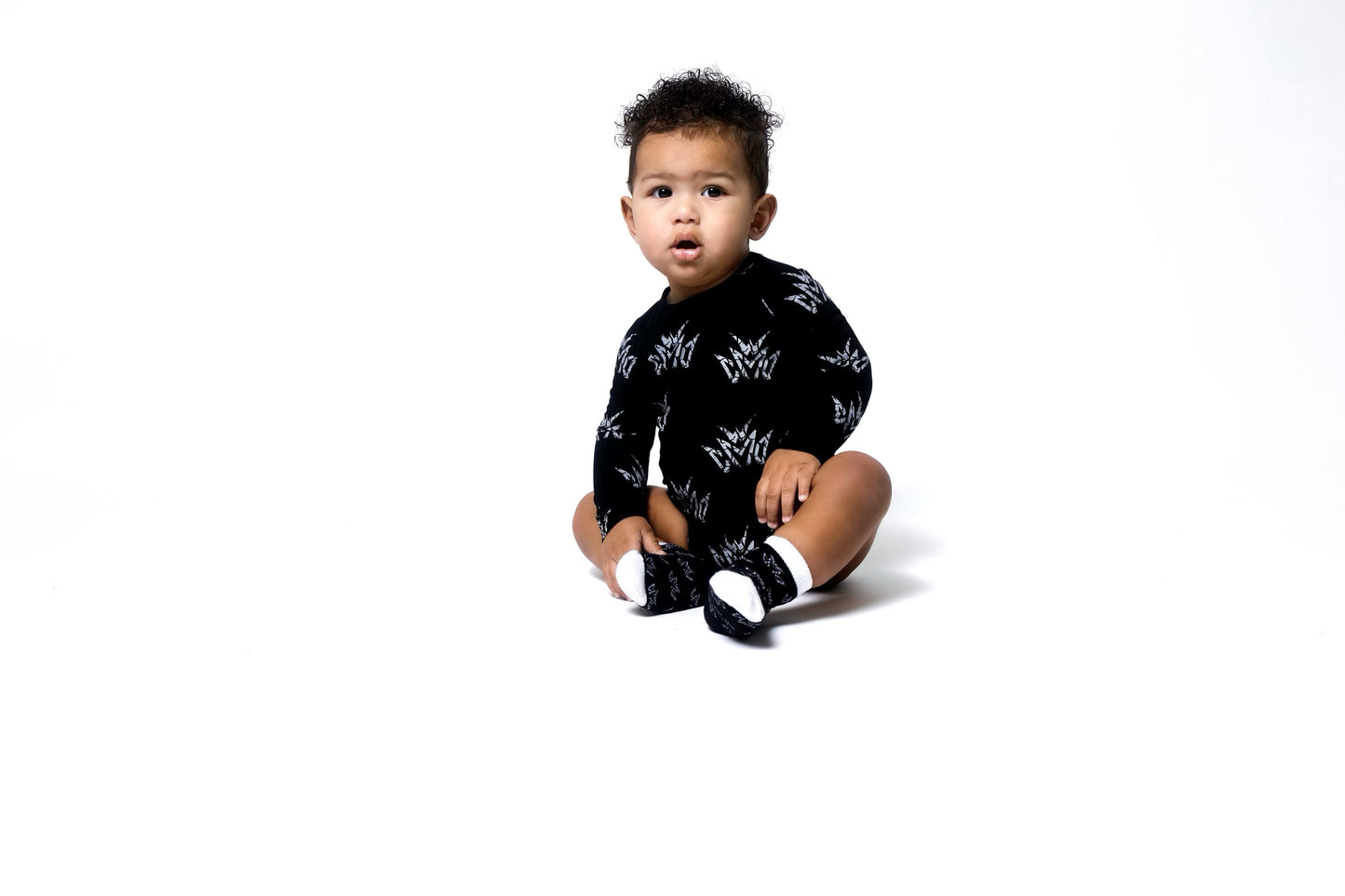 Crown Onesie Set- Black